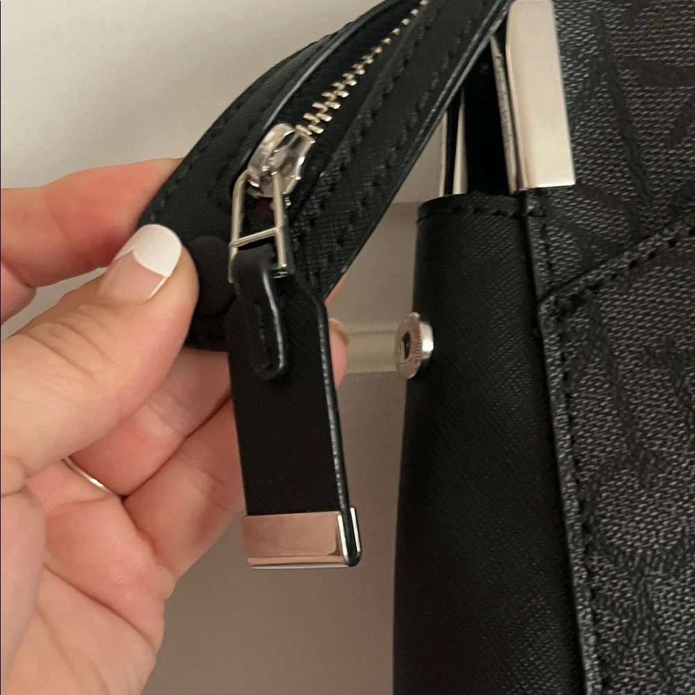 Calvin Klein Raelynn Black Signature Satchel with Shoulder Strap